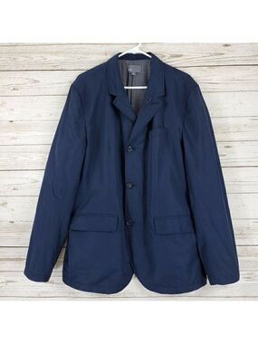 Flaws Vince Tech Blazer 3 Button Full Zip Navy Blue Mens Size 46 Polyester